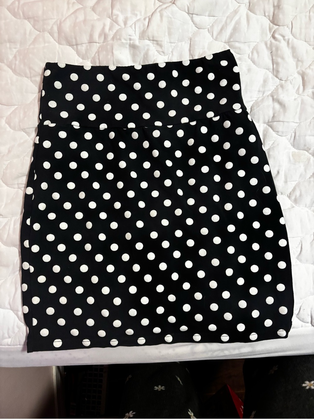 Talula Black Pencil Skirt with White Polka Dots